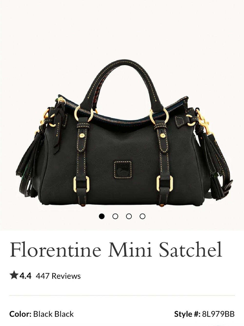 Dooney & Bourke Black Florentine Mini Satchel with Gold Hardware